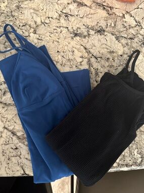 Zara Blue and Black Straight Leg Jumpsuit / Pants